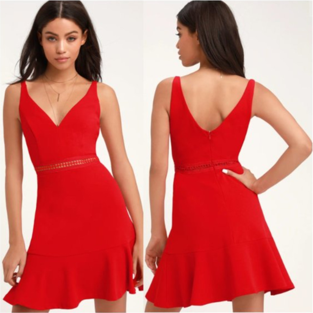 LULUS • Red Lover of Mine Crochet Lace Dress Sz M - Picture 1 of 8